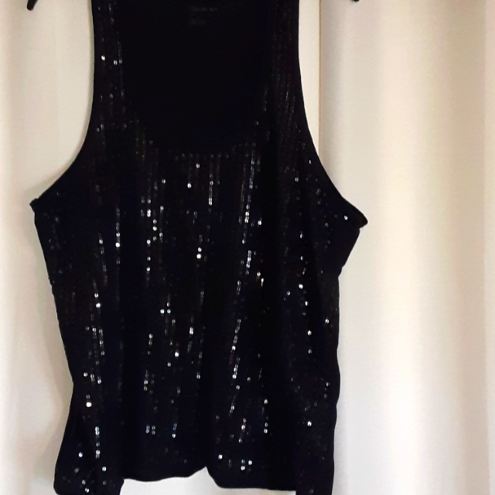 Calvin Klein womans M black sequence front tback tshirt stretchy
